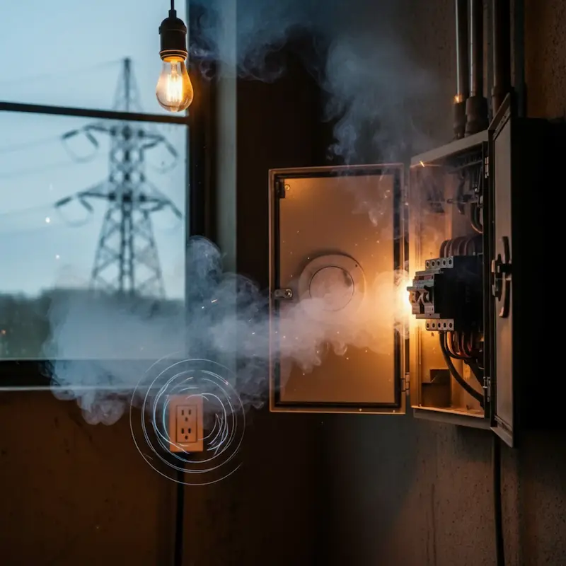 Tablero electrico echando chispas